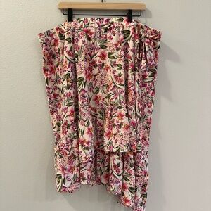 Lane Bryant Floral A-Line Skirt - Pink and Green